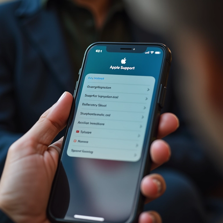 Acessando o suporte da Apple via Siri no iPhone.