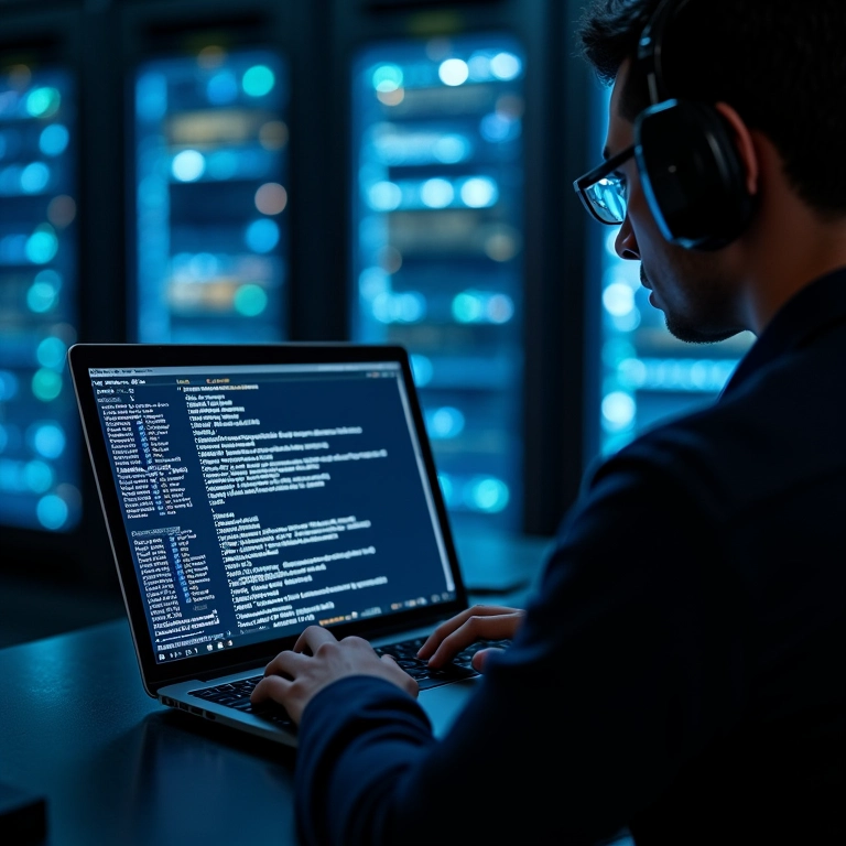 Administrador de rede usando Nmap para escanear vulnerabilidades.