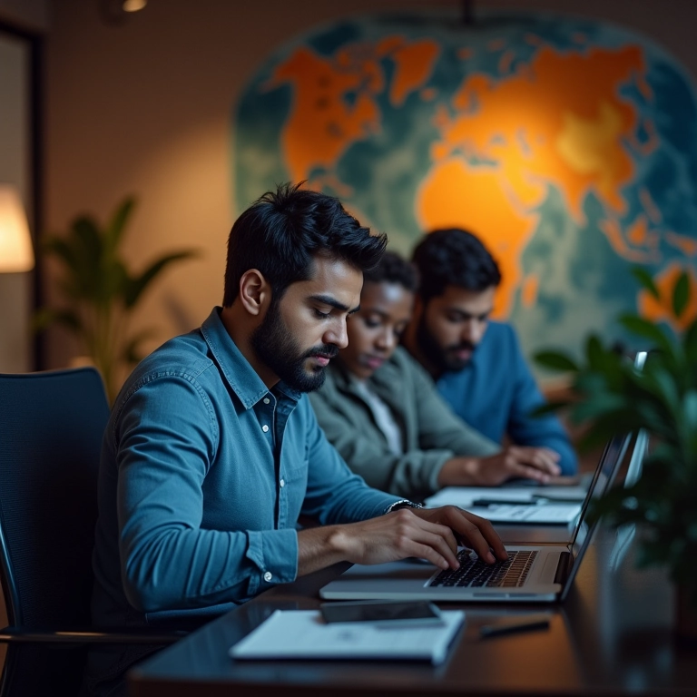 Analista financeiro utilizando plataforma segura com computação confidencial em banco.