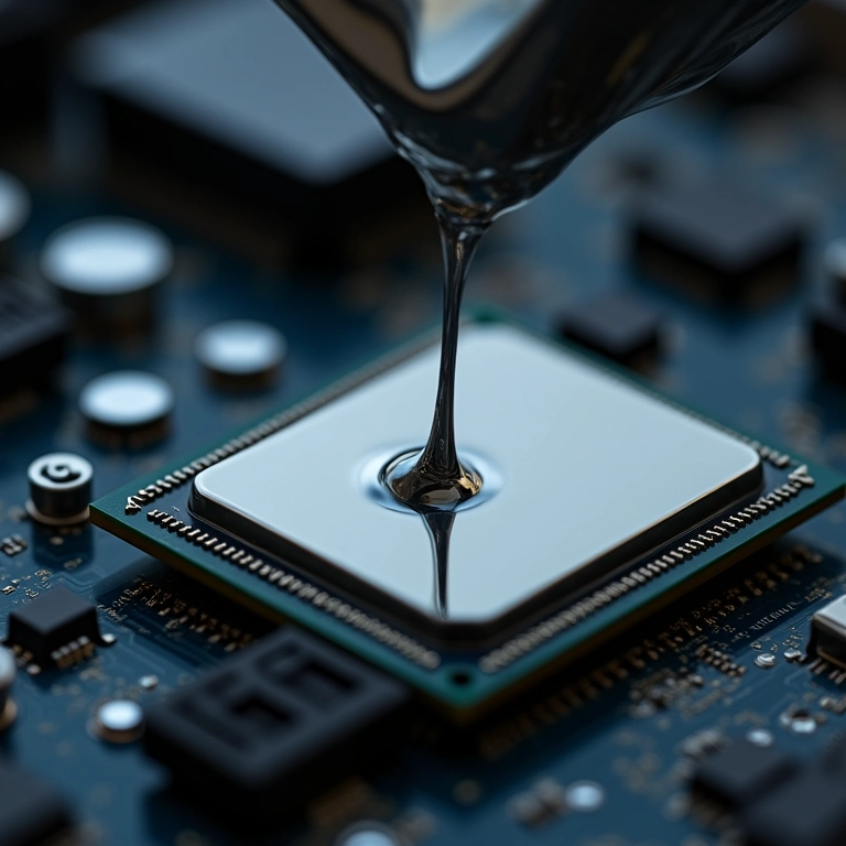 Aplicação de pasta térmica de metal líquido em CPU.
