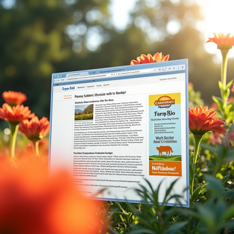 Banner de conteúdo patrocinado com a tag nofollow, estilo Farm Rio.