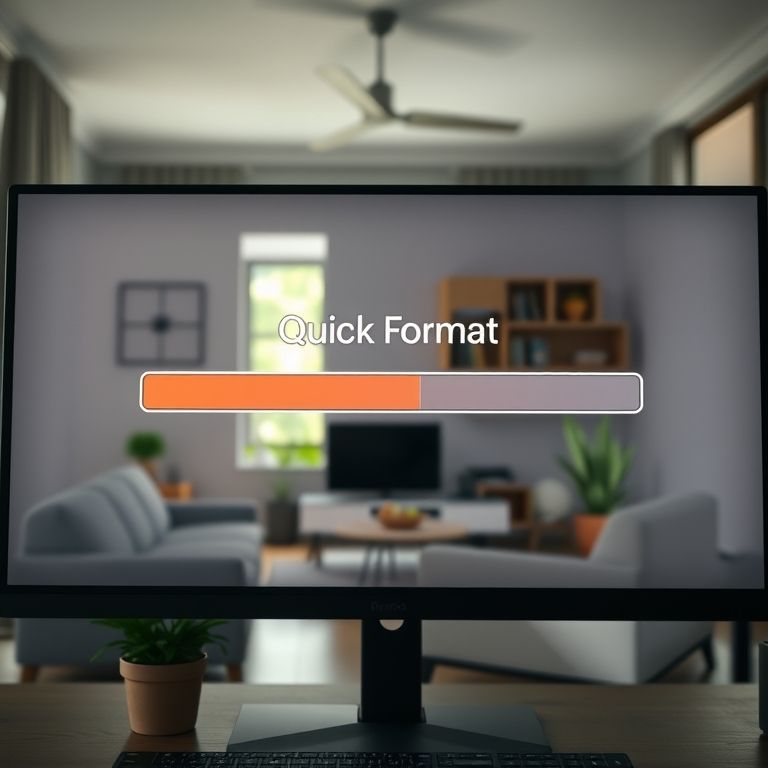 Barra de progresso mostrando 'Formatação Rápida' quase completa.