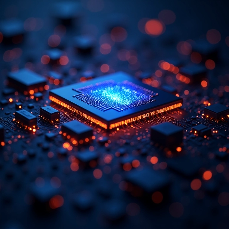 Cache de CPU visualizado como uma rede de blocos de memória.