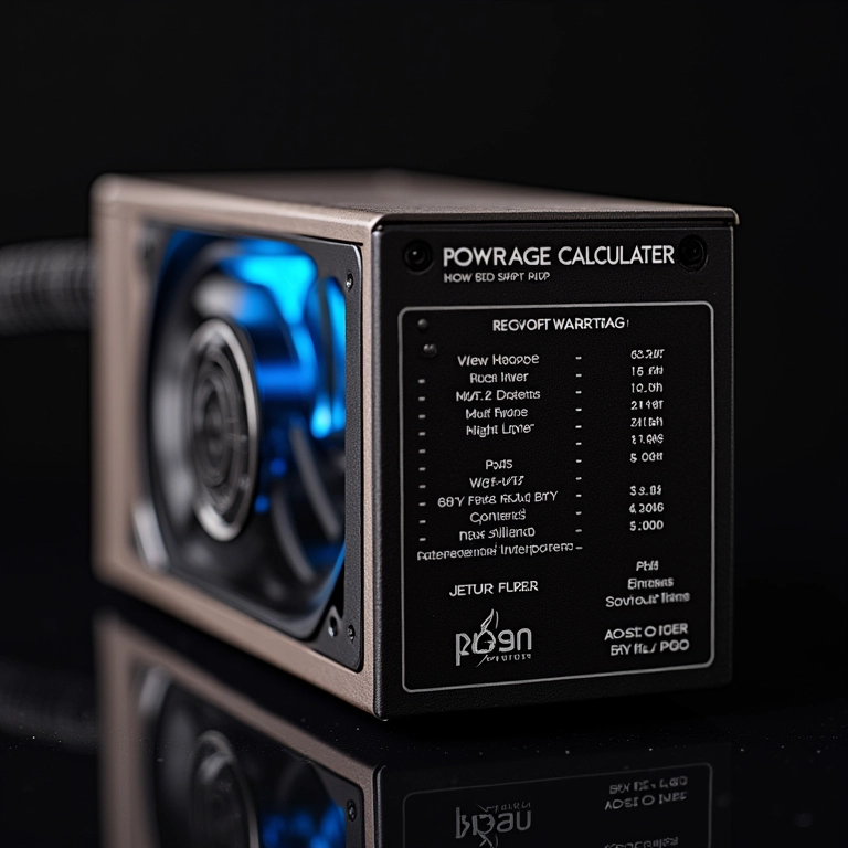 Calculadora de wattage recomendada para uma RTX 3060 e fonte de alimentação.