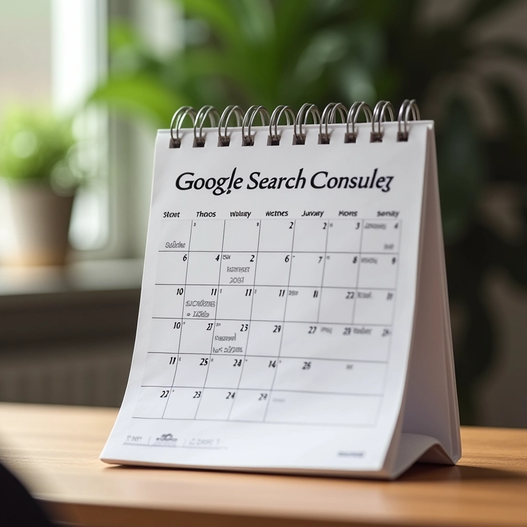 Calendário com lembretes para verificar o Google Search Console.