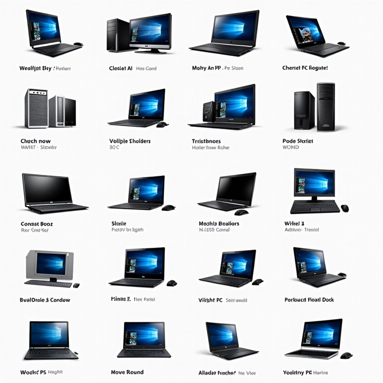 Captura de tela de marketplace online com variedade de PCs recondicionados.