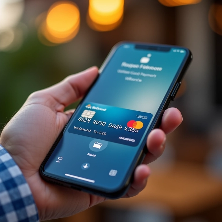 Cartão virtual sendo usado em compra online em um smartphone.