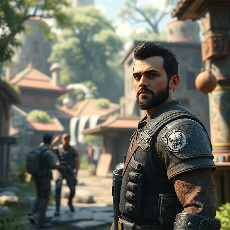 Cena de jogo 3D criada com Godot Engine, mostrando ambientes e personagens detalhados.