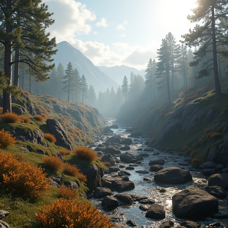 Cena de Metro Exodus com ray tracing, ambiente externo realista e iluminação volumétrica.