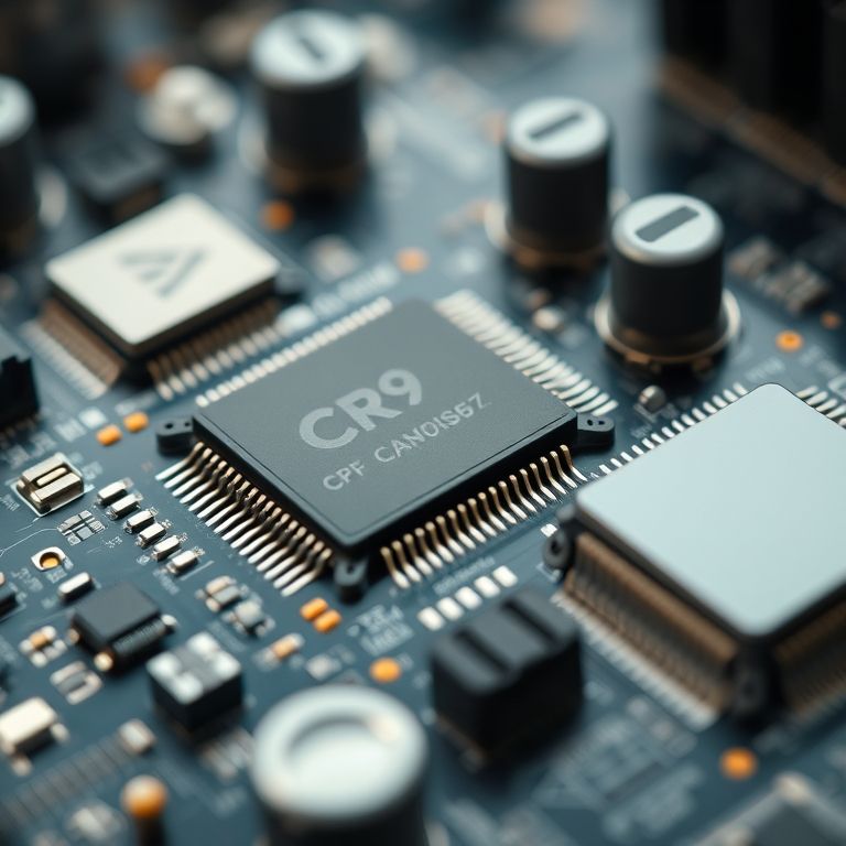 Chips de memória cache em uma placa-mãe.