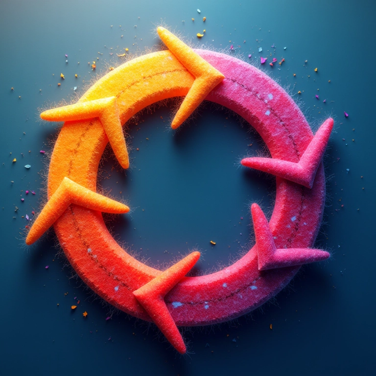 Ciclo de melhoria contínua com setas coloridas.