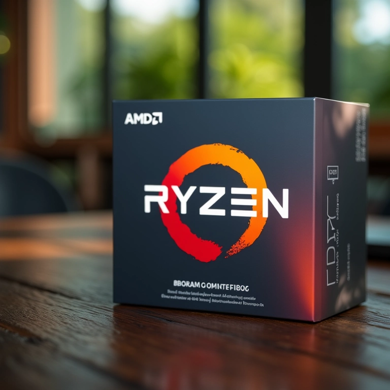 Close-up do processador AMD Ryzen 7 de última geração.