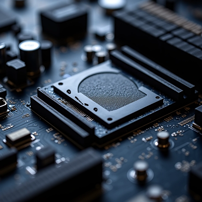 Close-up do VRM da placa mãe enfatizando o número de fases de energia.