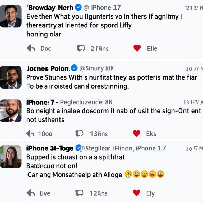 Colagem de avaliações negativas do iPhone 17.