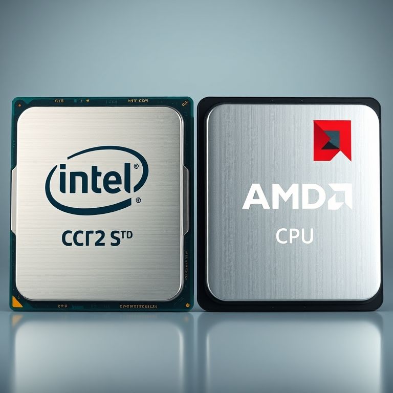 Comparação entre processadores Intel e AMD.