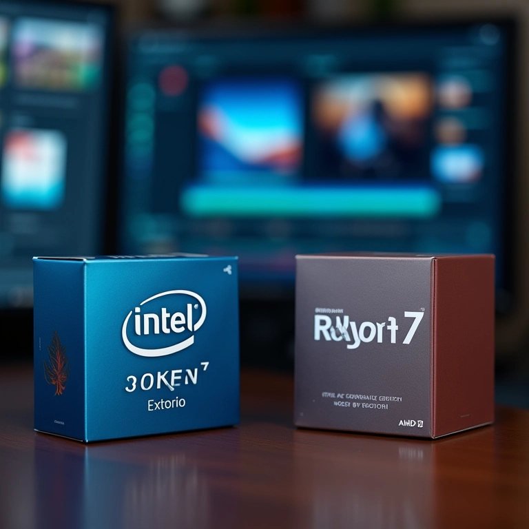 Comparação visual: Intel Core i7 versus AMD Ryzen 7.