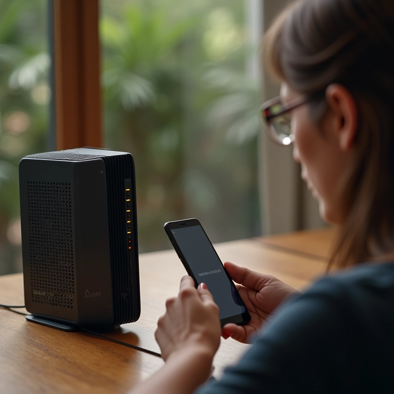 Comparando placa de rede e modem/roteador para identificar problema.