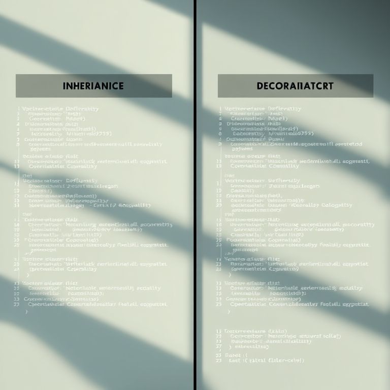 Comparativo entre herança e padrão Decorator no design de software.