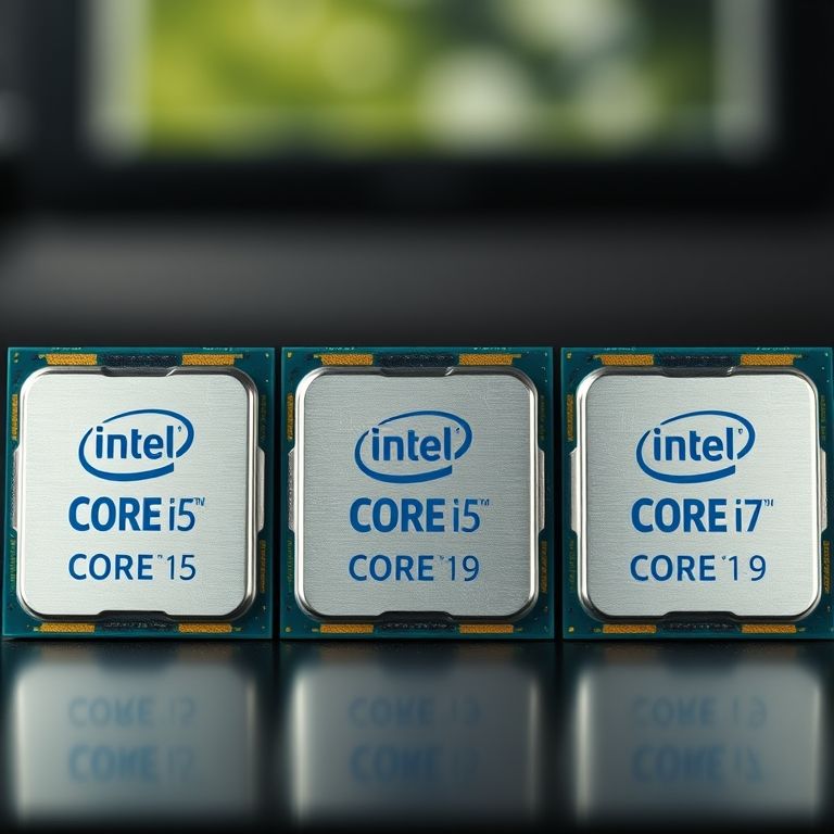 Comparativo entre processadores Intel Core i5, i7 e i9.