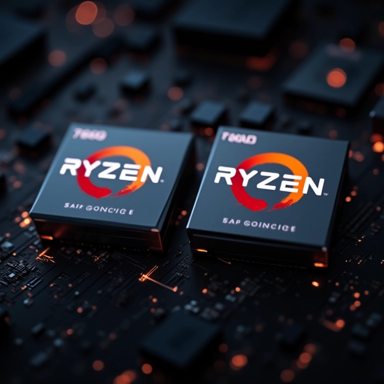Comparativo visual entre os processadores Ryzen 5 7600 e 5600.