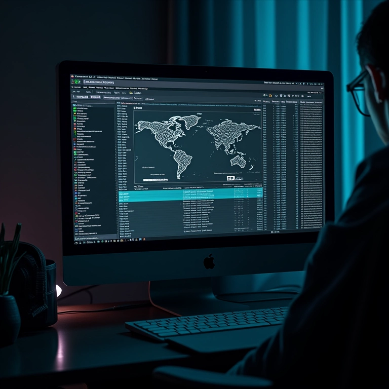 Conteúdo ilegal sendo exibido em uma tela, simbolizando o comércio ilícito na Dark Web.