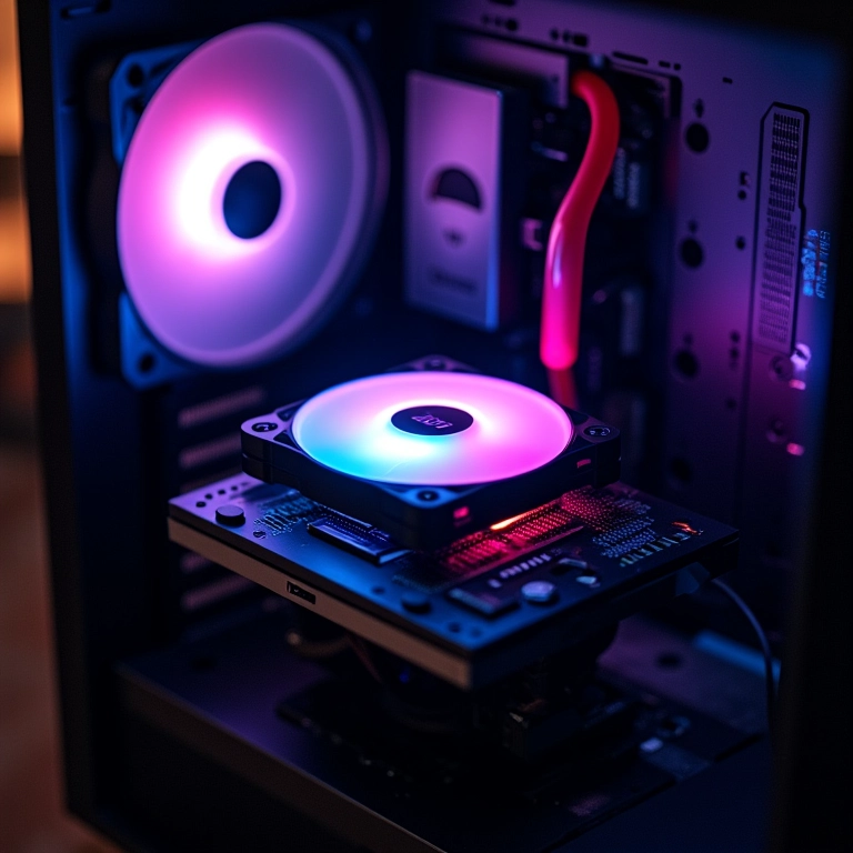 Cooler RGB em CPU de alto desempenho em um PC gamer.