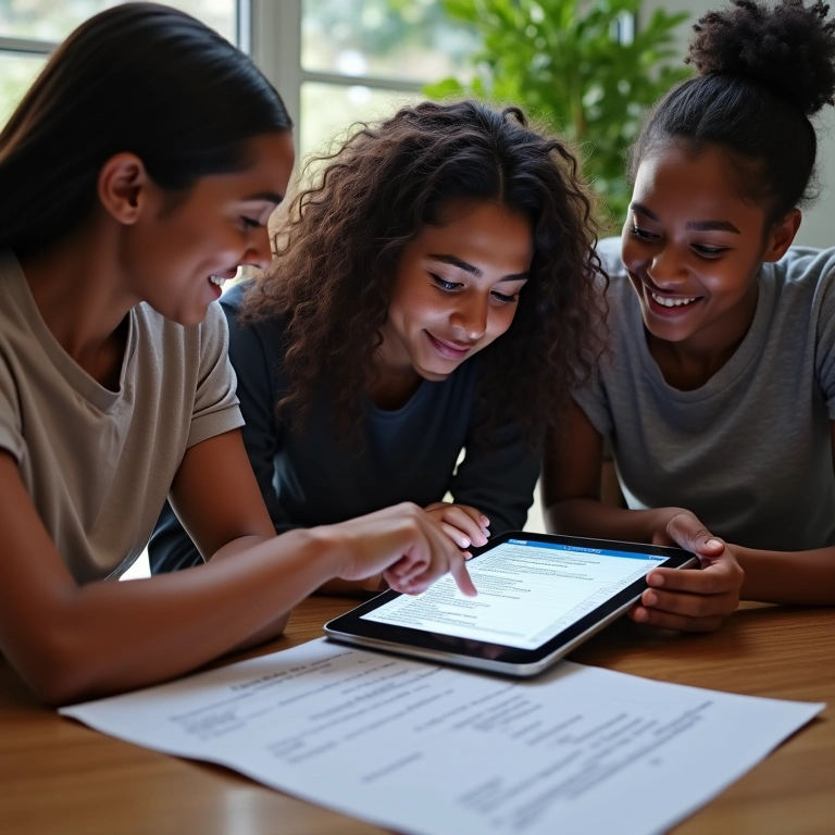 Correção de dados pessoais em um tablet.