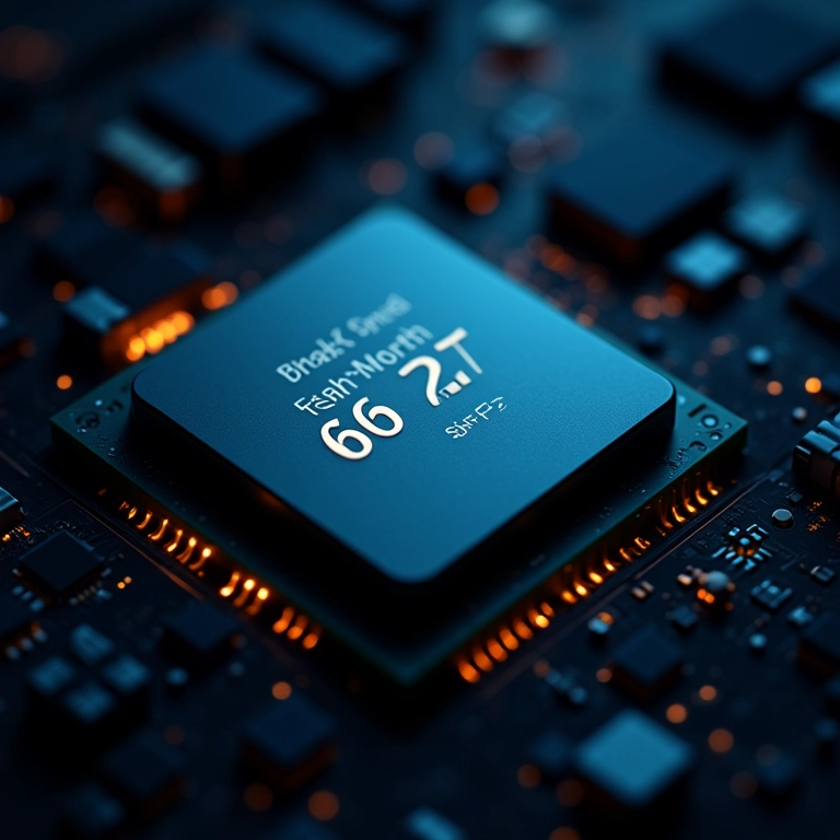 CPU com indicador de velocidade de clock em GHz.