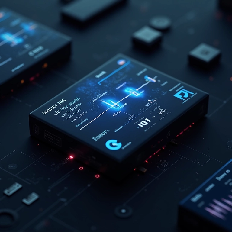 DAC integrado com IA, exibindo interface que ajusta áudio com base nas preferências do usuário.