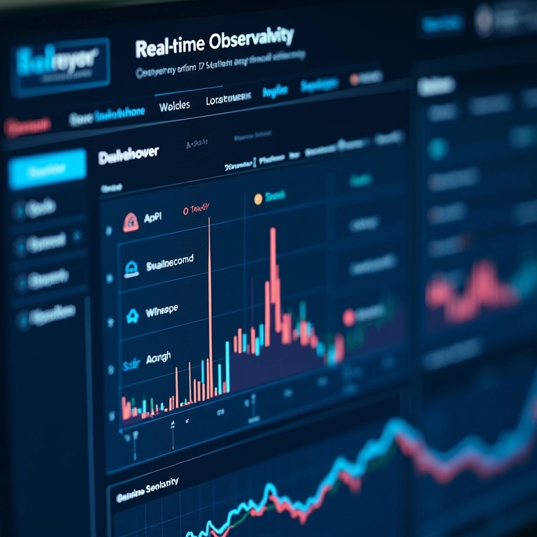Dashboard mostrando métricas de monitoramento em tempo real.