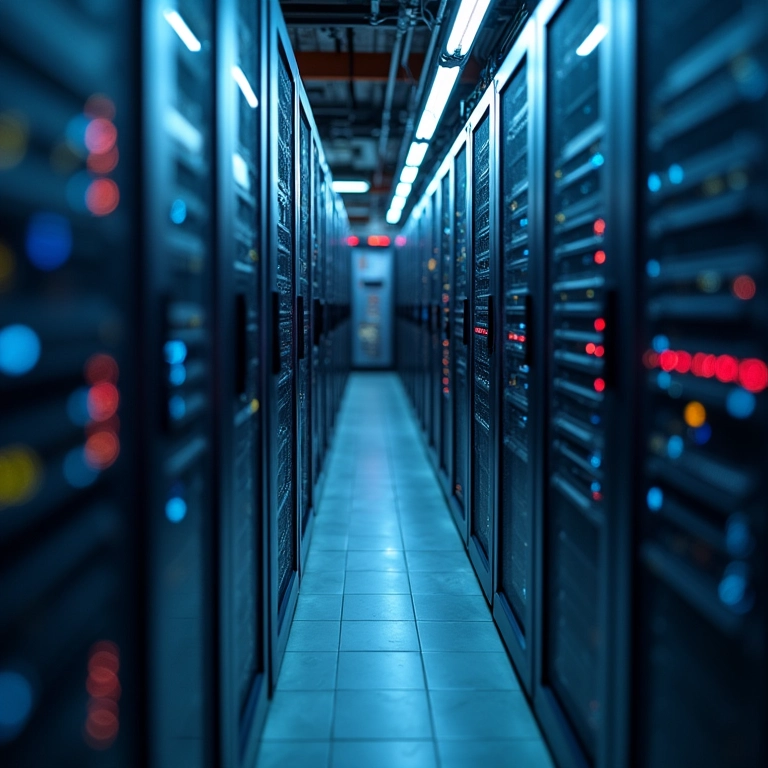 Data center da Locaweb com manutenção de servidores.