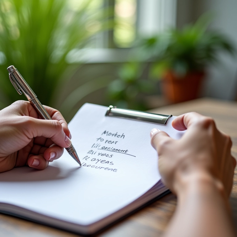 Definindo objetivos e requisitos em um bloco de notas.