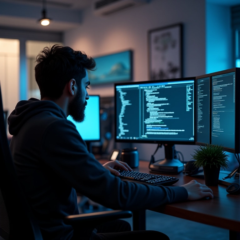 Desenvolvedor configurando servidor.