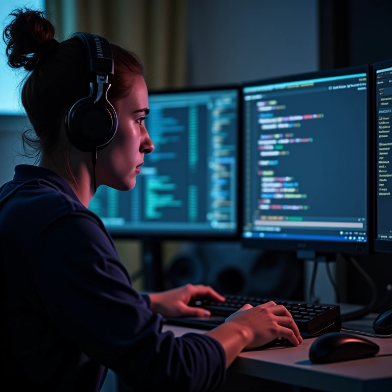 Desenvolvedor de jogos otimizando as configurações de ray tracing em um computador.