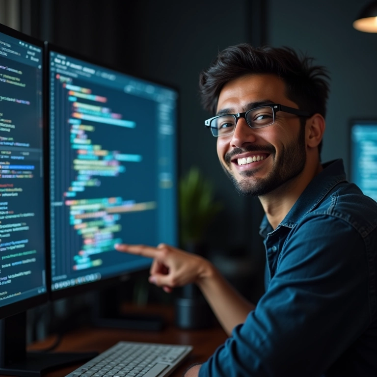 Desenvolvedor experiente mostrando o logo do Solr.