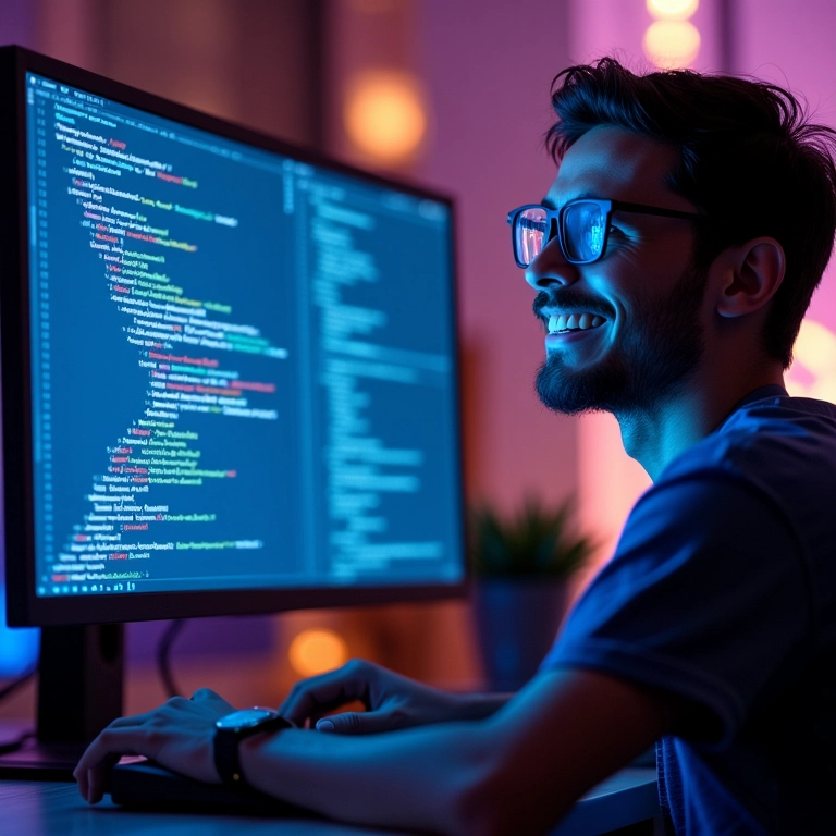 Desenvolvedor usando as novas funcionalidades do PHP 8.2 em um ambiente de trabalho moderno.