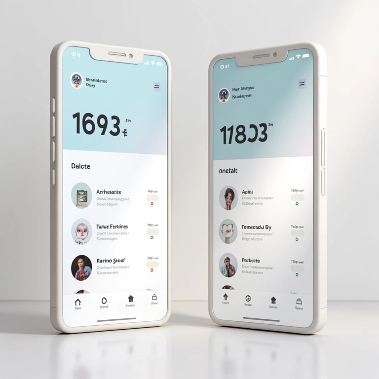 Design de UI minimalista com uma paleta de cores limitada.