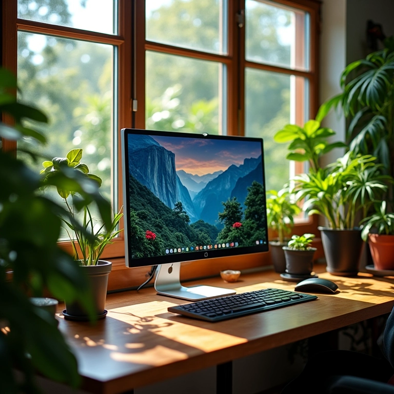 Designer brasileiro ajustando as configurações do monitor influenciado pela luz ambiente.