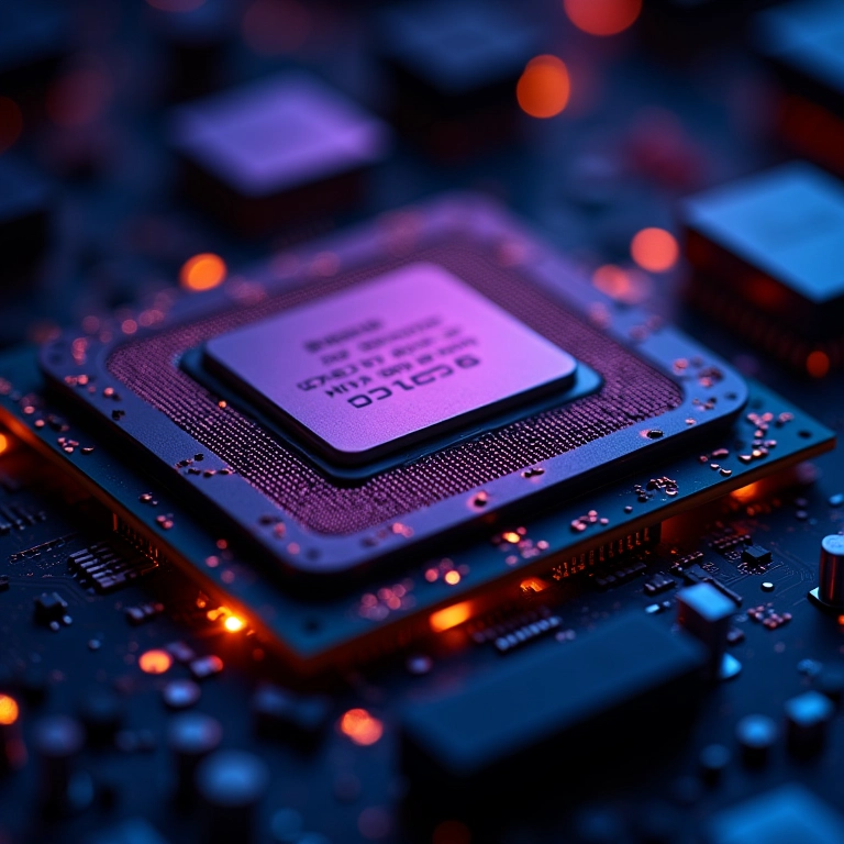 Detalhe de CPU mostrando múltiplos núcleos e threads.