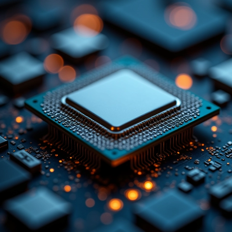 Detalhe de um processador de computador moderno.