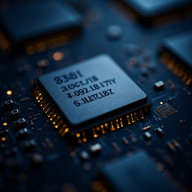 Detalhe de um processador mostrando núcleos e threads.