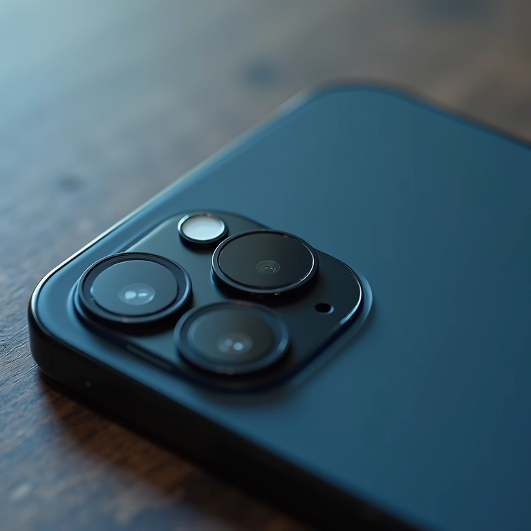 Detalhe do sensor de 108MP da câmera do iPhone 17.