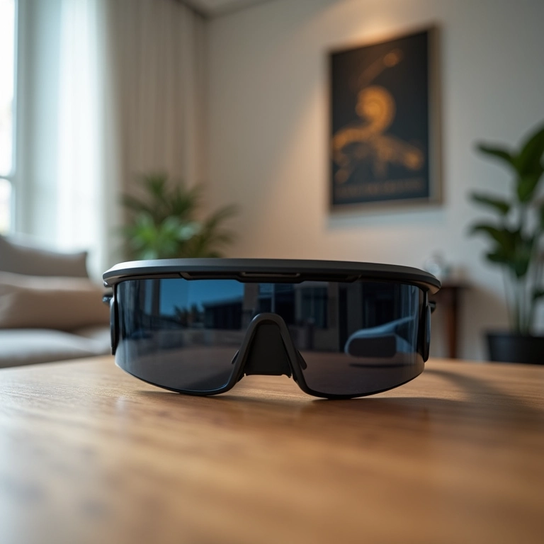 Detalhe dos óculos de realidade aumentada TCL RayNeo X2.