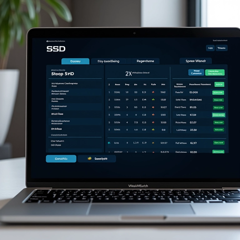 Detalhes de um SSD em um laptop, mostrando informações de velocidade e capacidade.