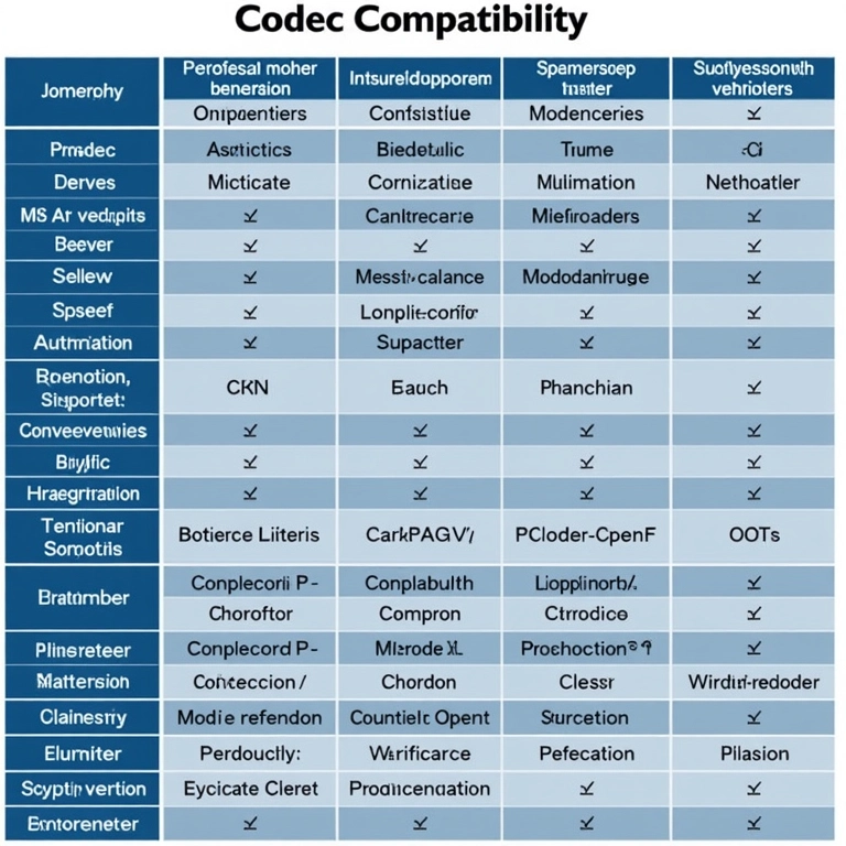 Diagrama de compatibilidade de codecs com diversos dispositivos.