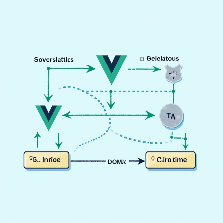 Diagrama mostrando as diretivas Vue.js manipulando o DOM.