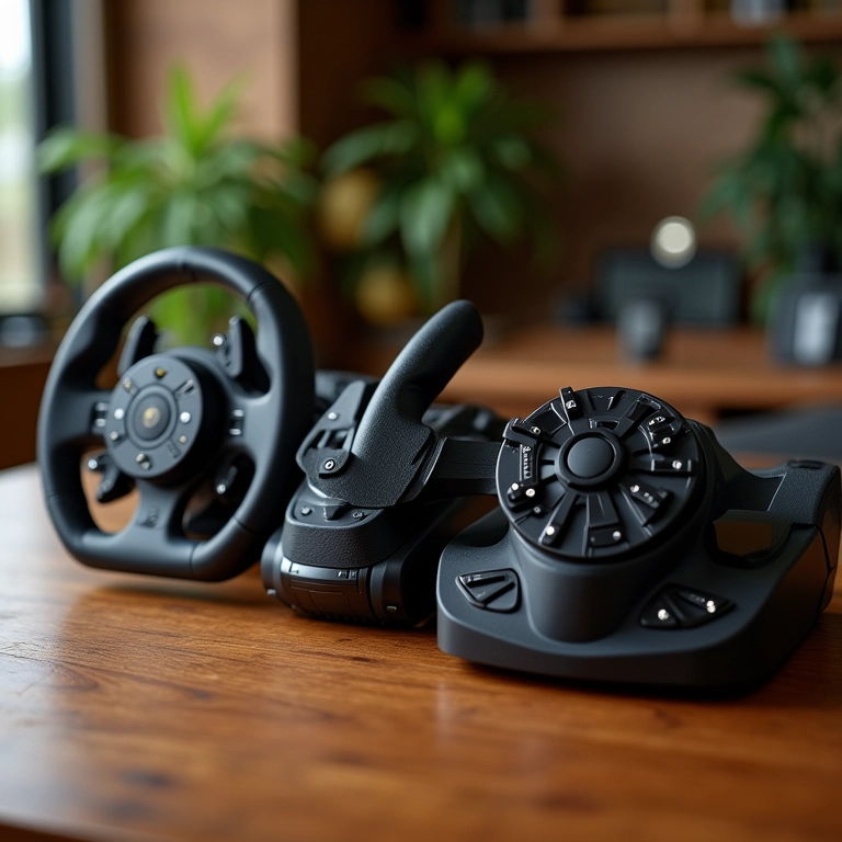 Diferentes tipos de volantes para jogos de corrida para PC.