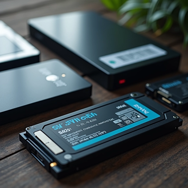 Dispositivos de armazenamento (SSD, HDD) mostrando diferentes soluções para cientistas de dados.