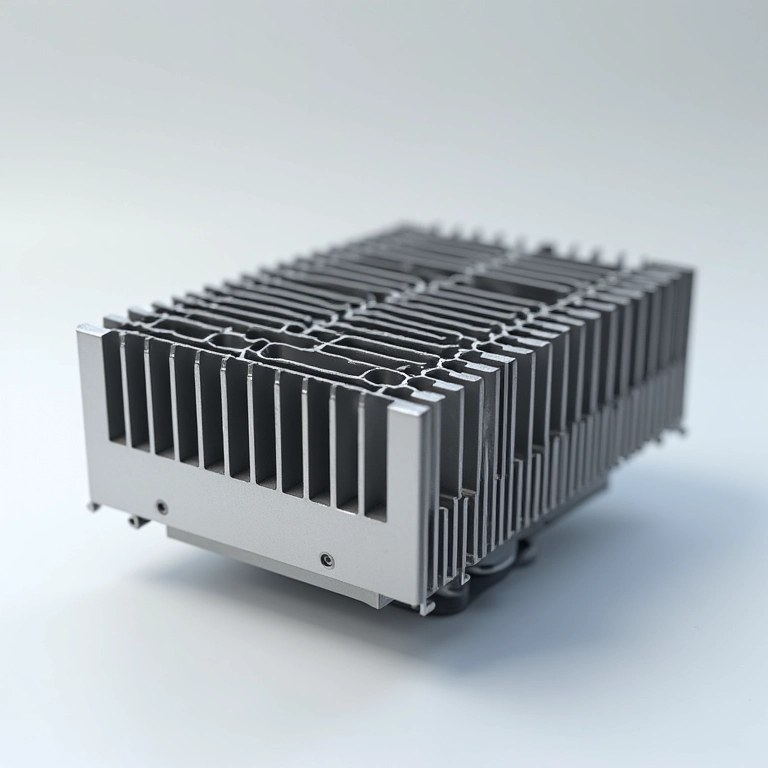 Dissipador de calor de alumínio com aletas.