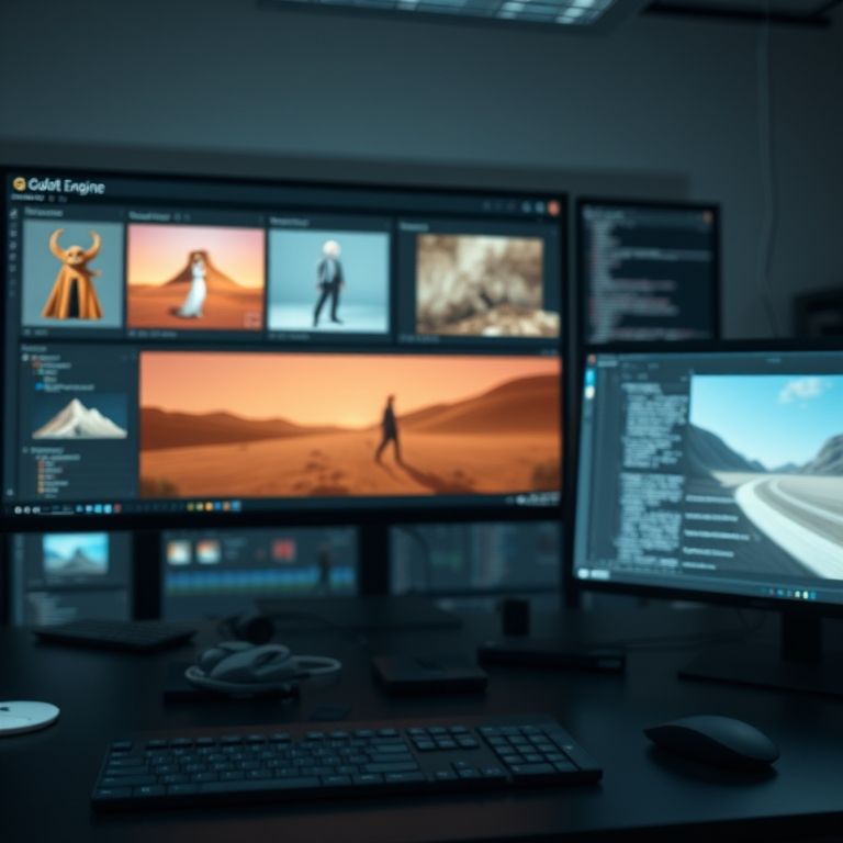 Editor do Godot Engine mostrando ferramentas como editor de animação, script e cena.